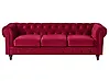 Sofa dla 3 osób CHESTERFIELD Welur Bordowy