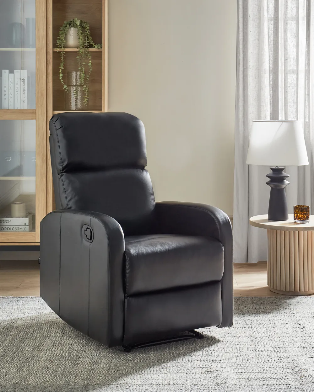 Recliner Chair VIRRAT With Footrest Faux Leather Black