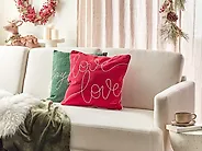 Coussin SIDERASIS 45 x 45 cm Velours Rouge Texte_1188376
