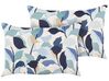 Lot de 2 coussins d'extérieur à motif de feuilles bleus 40 x 60 cm VEGLINO_882883