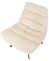 Poltrona girevole ciniglia beige con ottomano TOVIK_923362