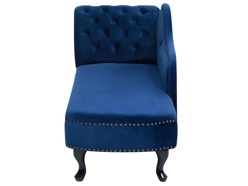 Left-Hand Chaise Longue NIMES Velvet Navy Blue_696709