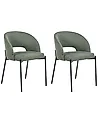 Set of 2 Dining Chairs PENNY Fabric Dark Green