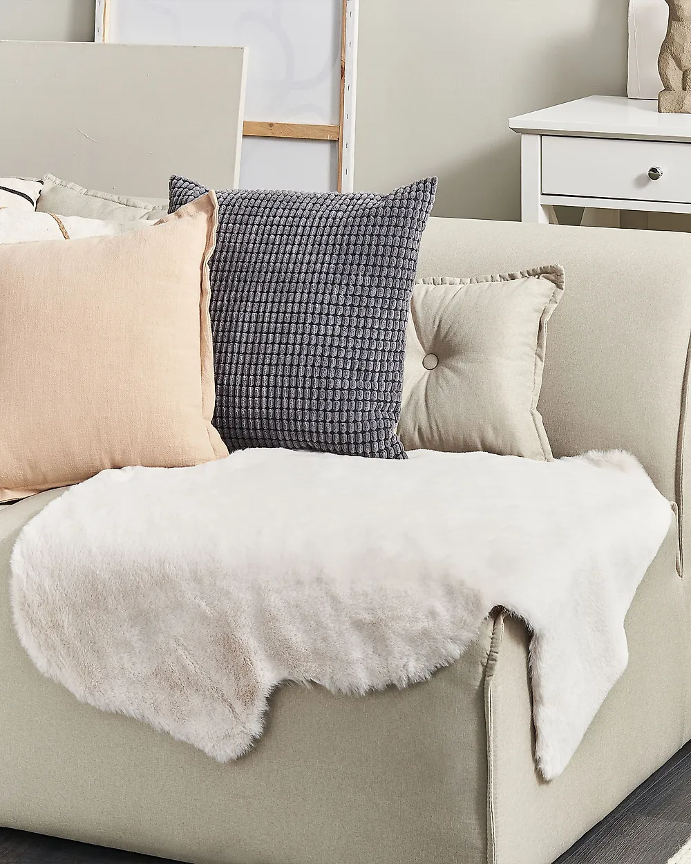 Faux Fur Rug UNDARA Beige 60 x 90 cm_1178254