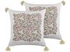 Set of 2 Cotton Cushions Floral Pattern with Tassels 45 x 45 cm Multicolour CARISSA_839386