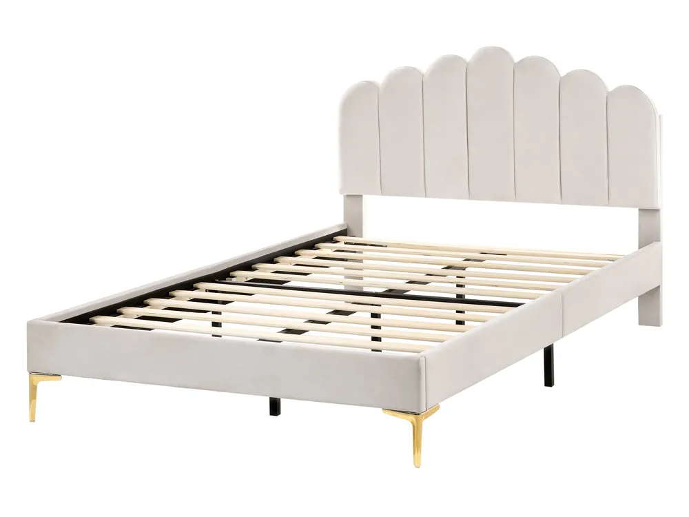 Bed Velvet SAUVIAN 120 x 200 cm (EU Small Double) Off-White_1014432