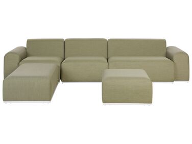 Set salotto modulare verde oliva modulare con 2 pouf 7 posti BATTIFOLLO