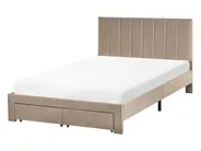 Bed with Storage Drawers LONZAC Velvet Taupe 120 x 200 cm (EU Small Double)_1014815