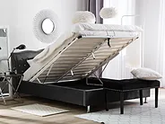 Letto contenitore METZ Velluto Grigio scuro 140 x 200 cm_736641