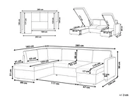 U-Shape Sofa Bed 5 Seater KARRABO with Storage Fabric Dark Grey_800307