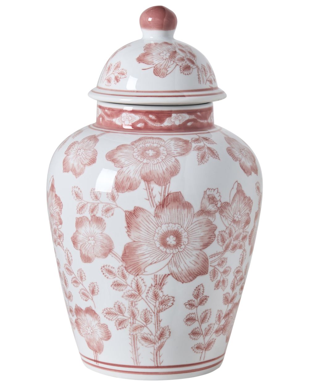 Wazon z pokrywką MOGUER 36 cm Porcelana Czerwony/ biały