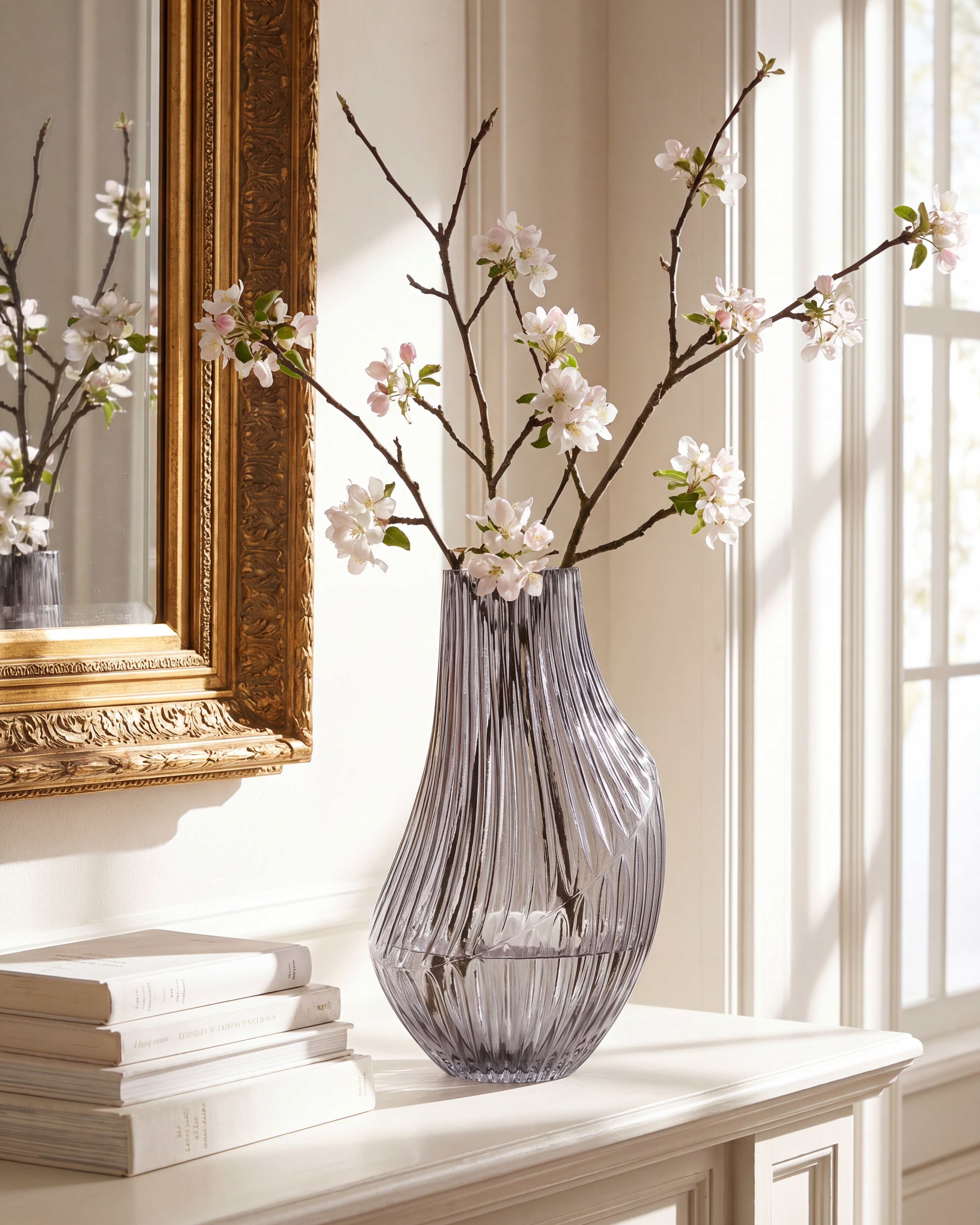 Flower Vase MYRSINA 36 cm Glass Grey_1184167