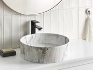Countertop Basin MANIS ⌀ 400 mm Ceramic White Marble_923404