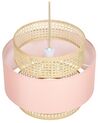 Lampadario rattan rosa pesca e naturale 172 cm YUMURI_837027