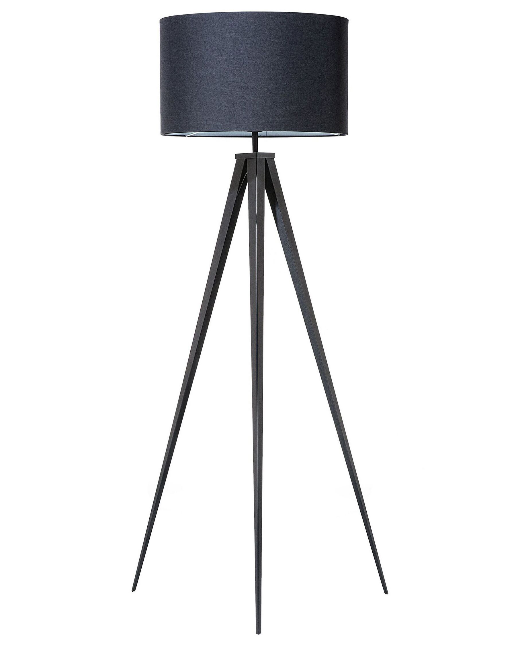 Elegante Stehlampe Dreifu Lampenschirm aus Polybaumwolle Schwarz Stiletto