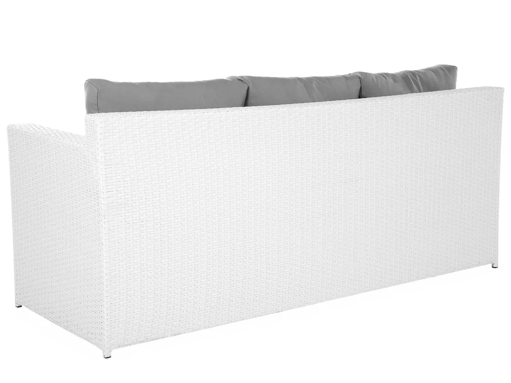 Garden Lounge Set with Table and Ottoman 6 Seater ROMA PE Rattan White_677895