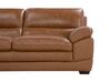 Set divano e poltrona in pelle ed ecopelle marrone HORTEN_720745