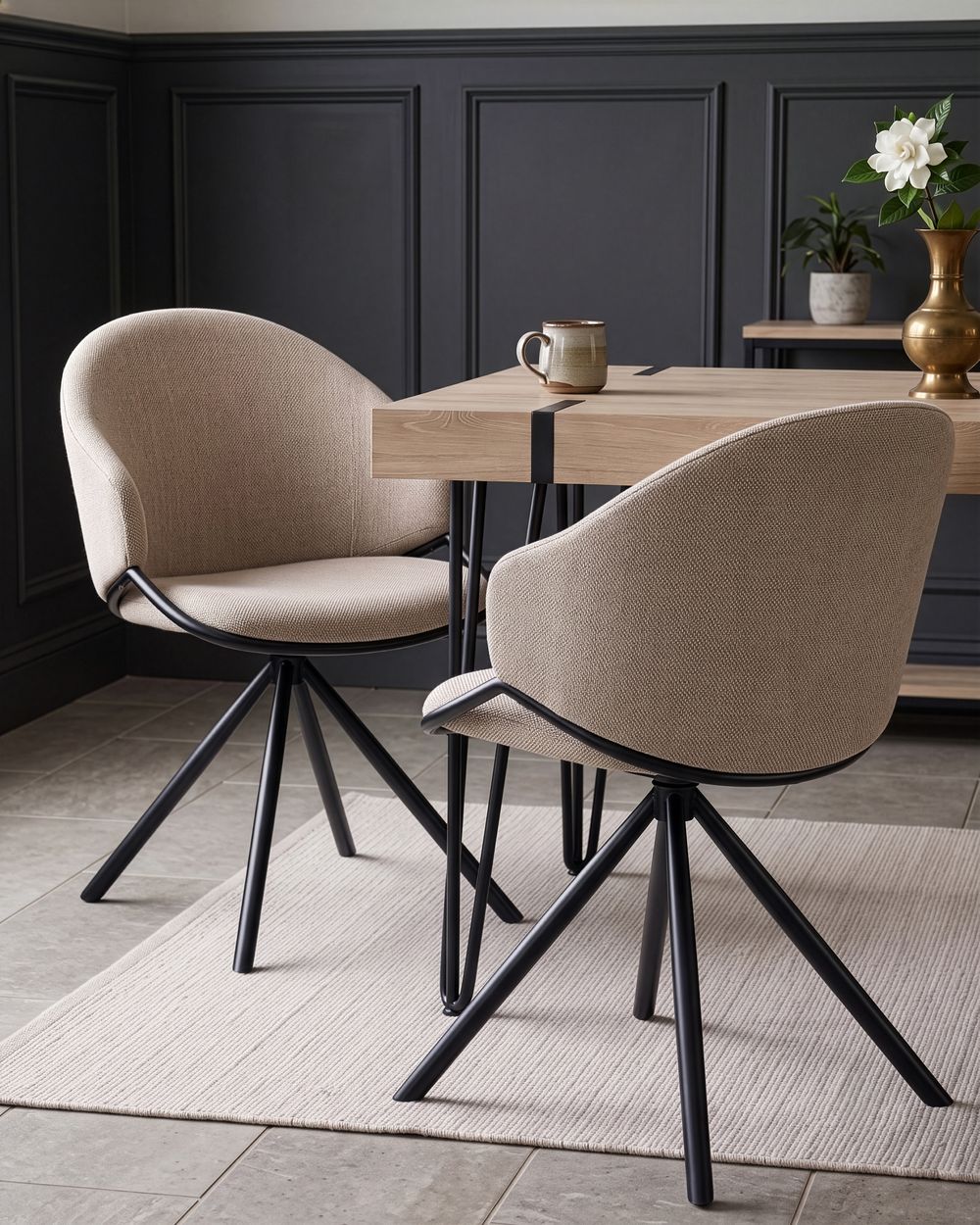 Set of 2 Dining Chairs MYSTIC Fabric Taupe