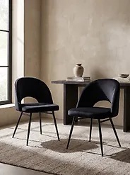 Set of 2 Dining Chairs ONAGA Boucle Black_1175147