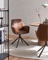 Set of 2 Dining Chairs Swivel WARNER Faux Suede Brown