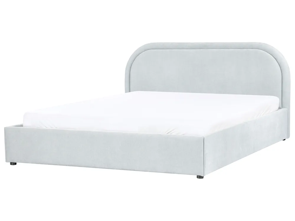 Bett mit Stauraum QUILLIEN Chenillegewebe Hellblau 160 x 200 cm_989850
