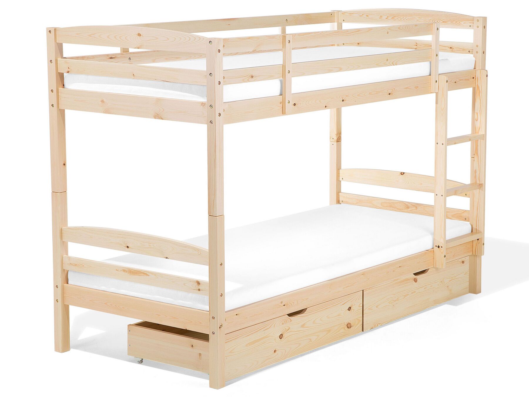 Poschodová posteľ s úložným priestorom 90 x 200 cm svetlé drevo REGAT_797105