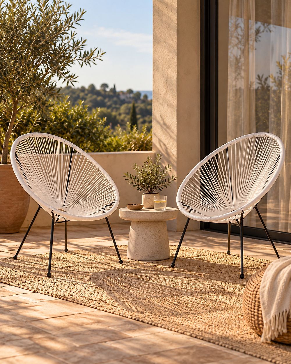 Set di 2 sedie da giardino ACAPULCO II Rattan sintetico (PE) Bianco