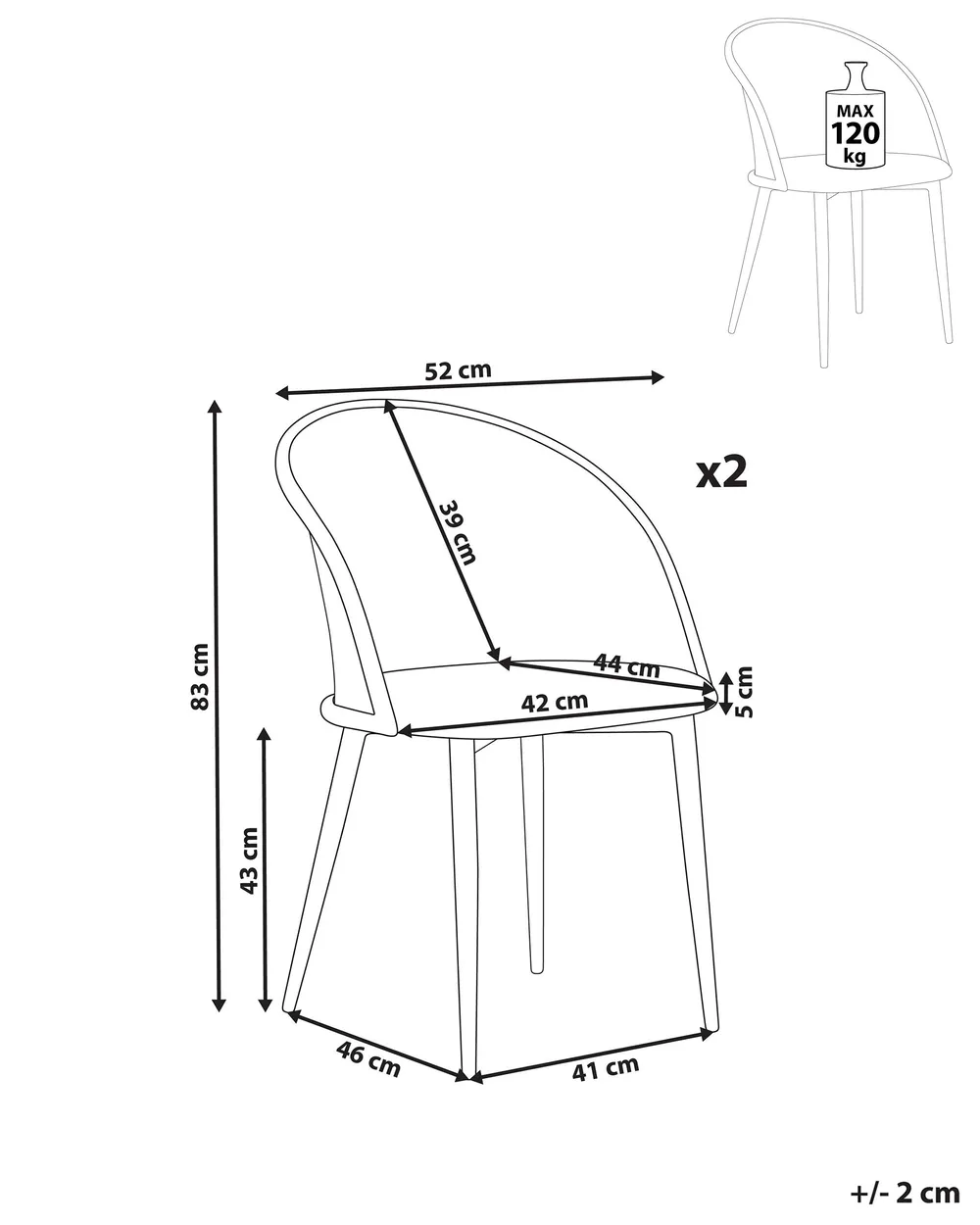 Set of 2 Dining Chairs CORNELL Metal Black_888156