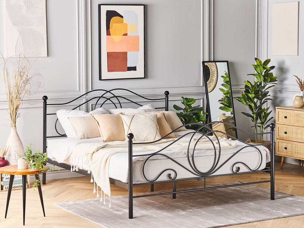 Bed Metal LYRA 160 x 200 cm (EU King Size) Black