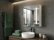 Szafka łazienkowa wisząca z lustrem LED CHABUNCO 60 cm 60 cm Biały_811268