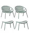 Set of 2 Garden Chairs CASPERIA with Footstool Green