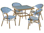 Garden Dining Set 4 Seater CASPRI PE Rattan Blue/ White_1090686