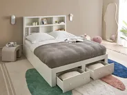 Bed with Storage Drawers TARARE White 160 x 200 cm (EU King Size)_1033152