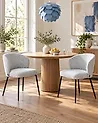 Set of 2 Dining Chairs ZANA Fabric White/ Blue