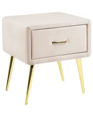 Comodino 1 cassetto FLAYAT Velluto Beige chiaro_833985
