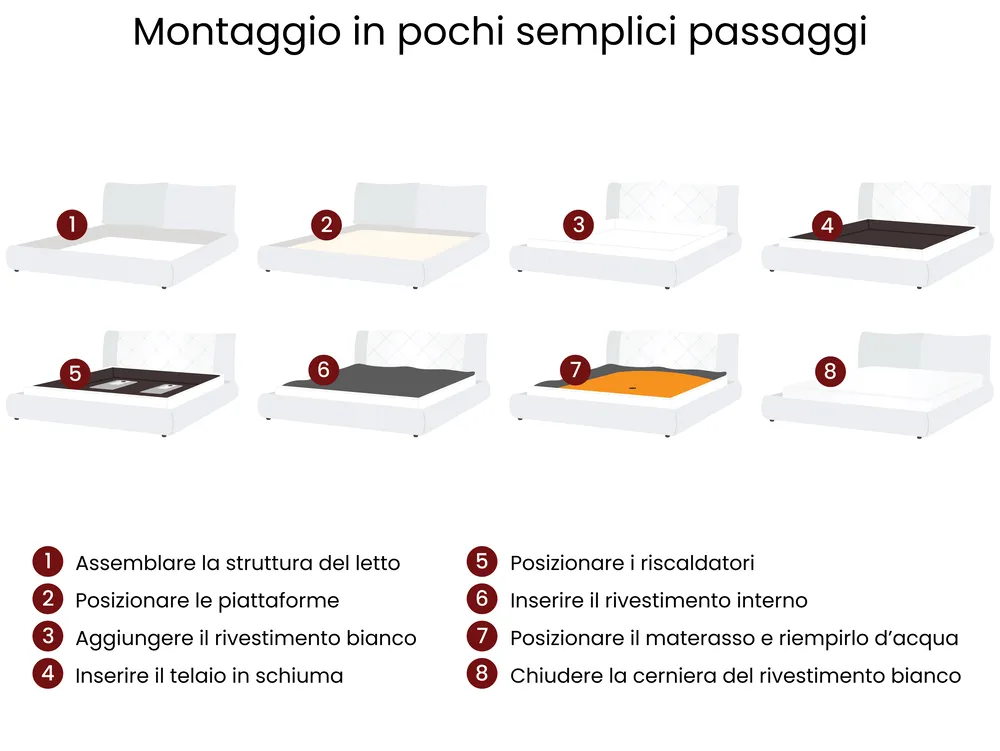 Letto ad acqua Pelle naturale PARIS 180 x 200 cm Oro_1015823