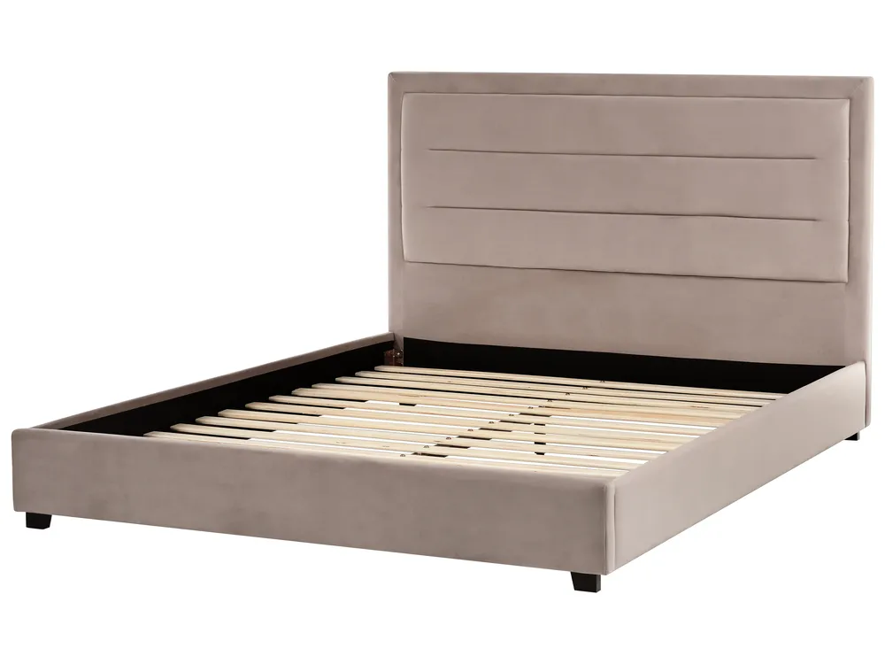 Bed Velvet ROUEN 160 x 200 cm (EU King Size) Taupe_1004656
