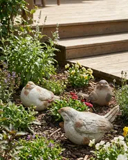 Set di 3 figure decorative da giardino ANGHIARI Uccello Beige_1054867