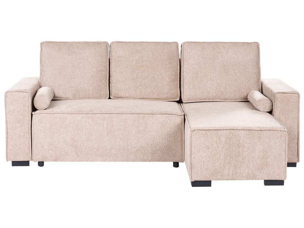 Eckschlafsofa 3-Sitzer EDANE mit Stauraum Stoff Beige linksseitig