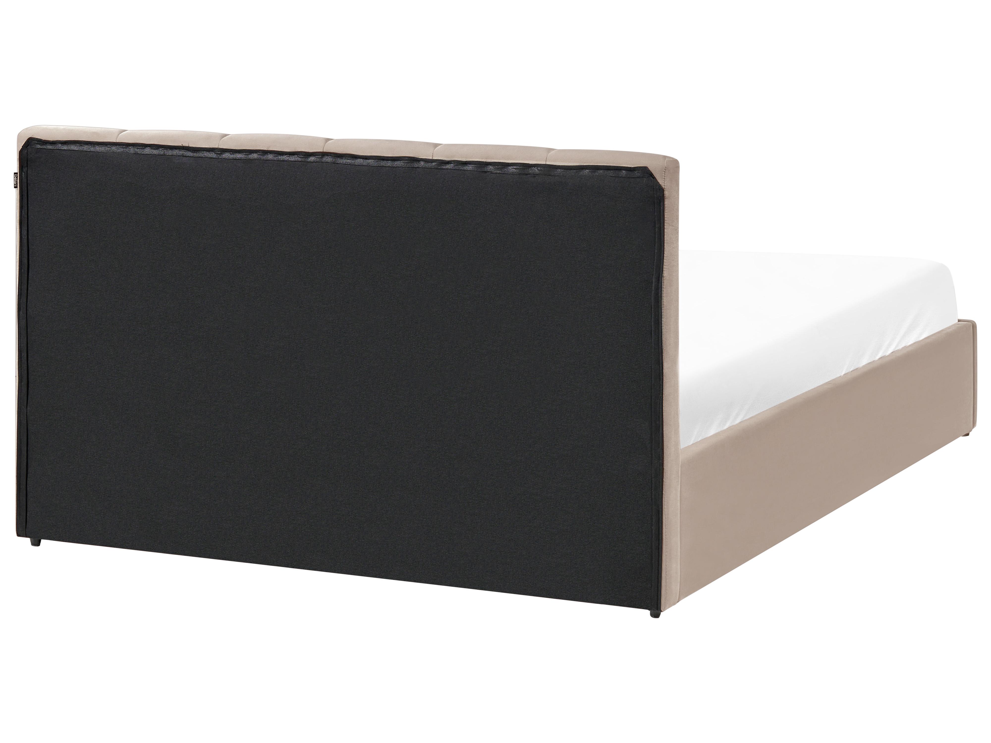 Letto contenitore DREUX Velluto Tortora 140 x 200 cm_1012296
