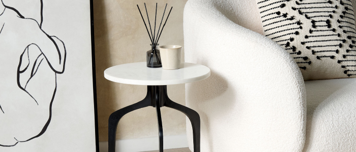 Tavolino Moderno In Alluminio Nero Opaco | Beliani | Rotondo 30cm | Design Salvaspazio
