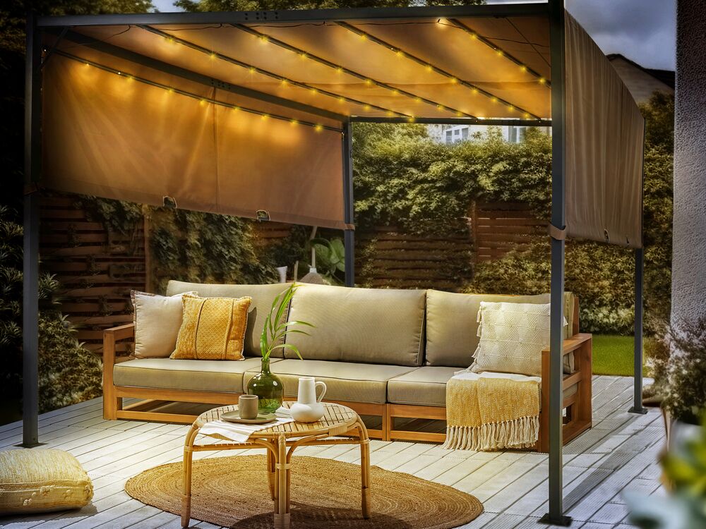 Pavillon LED PARGA 310 cm 310 cm Metall Braun