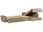 Sofá-cama de canto 4 lugares INNVIK Tecido Castanho à esquerda_965158