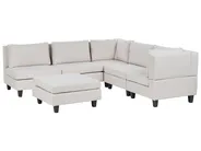 Modular Corner Sofa 5 Seater UNSTAD with Ottoman Fabric Light Beige Left Hand_925407