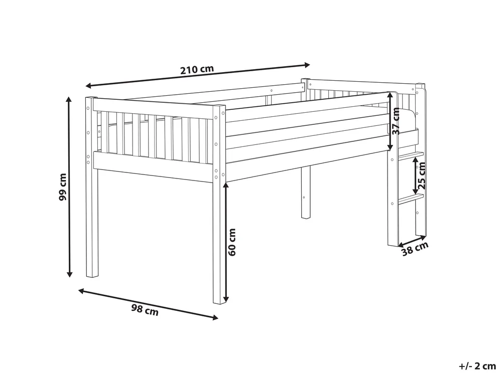 Letto a mezza altezza Legno PEIPIN 90 x 200 cm Bianco_937137