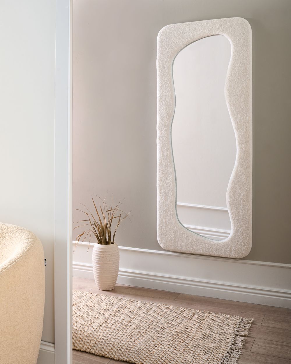 Zrcadlo QUIMPER 70 cm 170 cm Krémově bílá