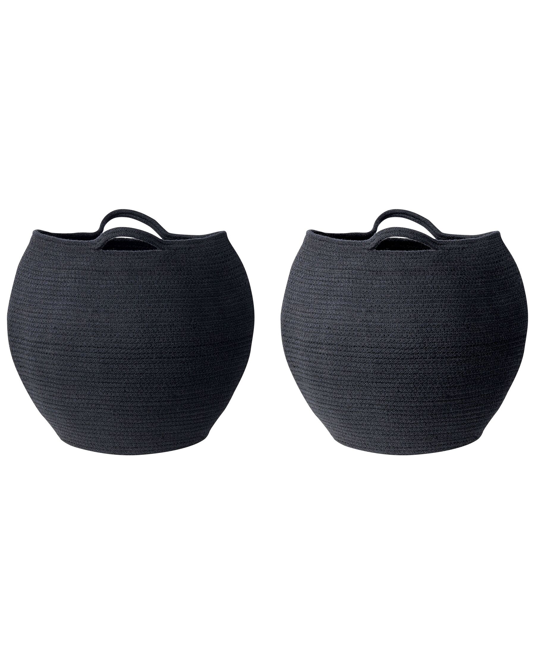 Conjunto de 2 cestas de algodón negro 30 cm PANJGUR_846416