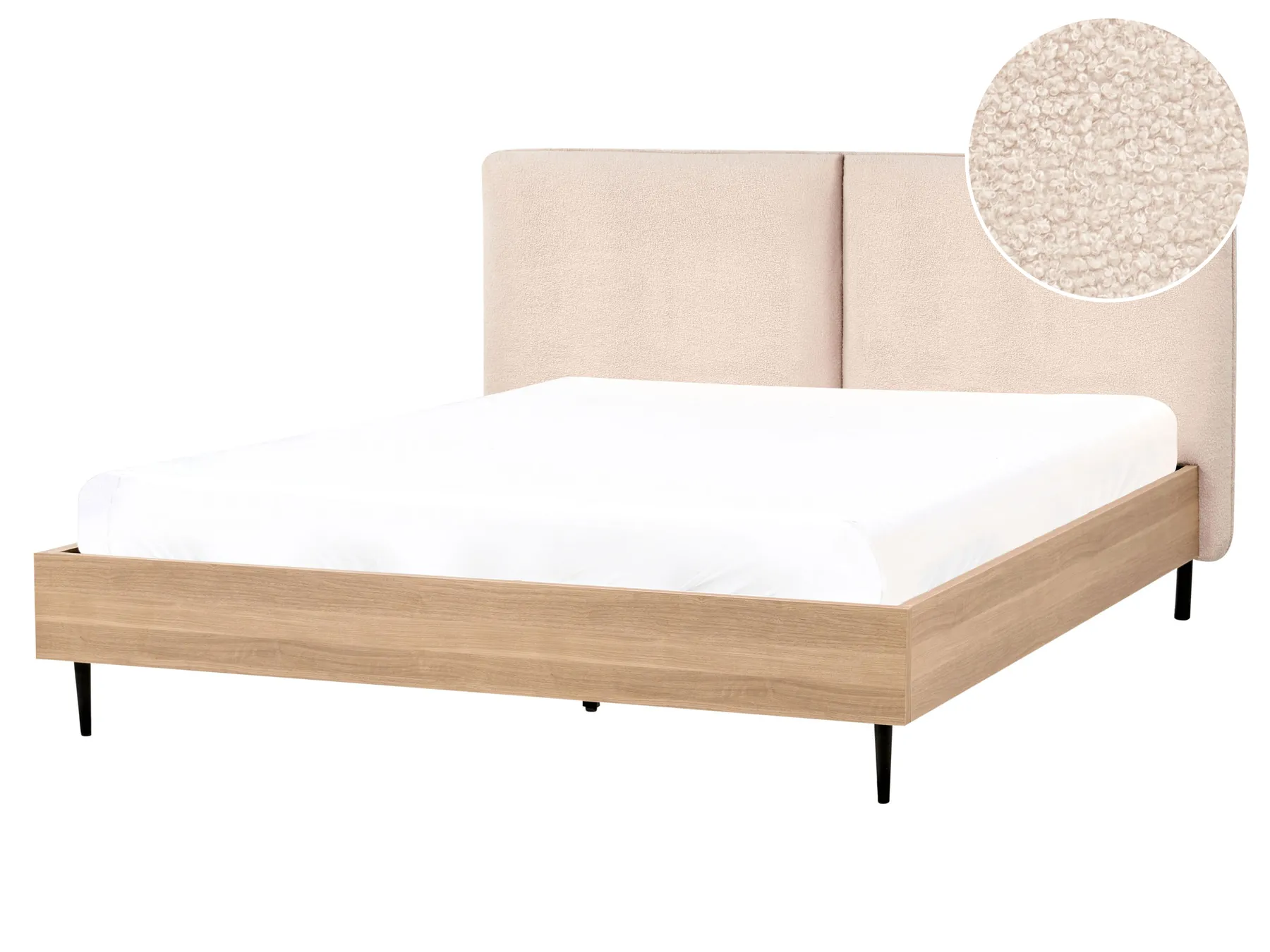 Bett mit Lattenrost Bouclé LIMANTON 160 x 200 cm Beige_971485