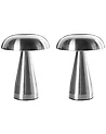 Lot de 2 lampes de table LED sans fil KULFO Avec variateur Métal Argenté