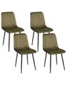 Lot de 4 chaises de salle à manger en velours vert olive KALISPELL_929222